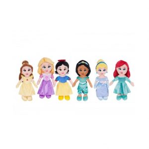 Peluche Disney Princesas 6 Asst. - Blancanieves, Cenicienta, Rapunzel, Ariel, Bella y Jasmine